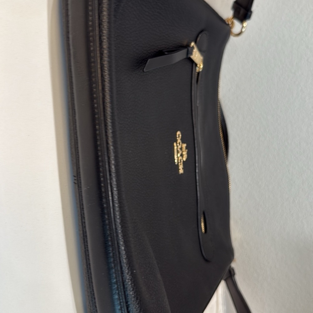 Coach// Black Crossbody Bag with Gold Accents - Picture 5 of 6